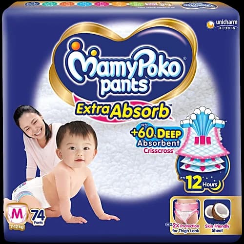 MamyPoko Pants Extra Absorb Pant Style Baby Diaper(M)